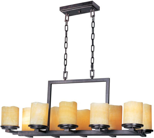 Luminous 16.5" 10 Light Single-Tier Chandelier in Rustic Ebony