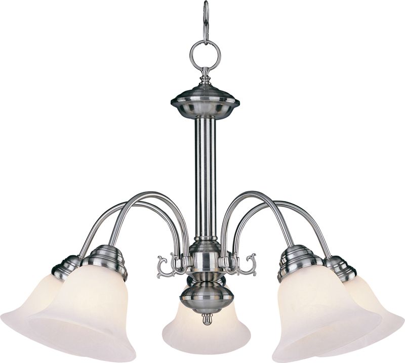 Malaga 24' 5 Light Down Light Chandelier in Satin Nickel with Marble Glass Finish