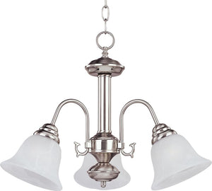 Malaga 20' 3 Light Down Light Chandelier in Satin Nickel with Marble Glass Finish