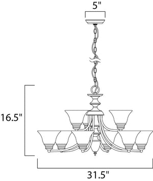 Malaga 31.5' x 16.5' Multi-Tier Chandelier with 9 Lights (with Marble Glass Finish)