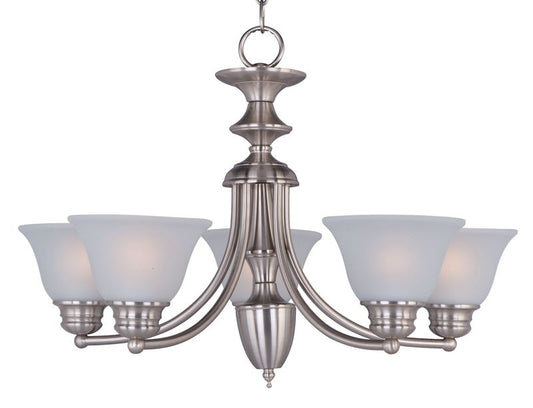 Malaga 25" 5 Light Single-Tier Chandelier in Satin Nickel with Frosted Glass Finish