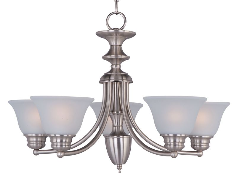 Malaga 25' 5 Light Single-Tier Chandelier in Satin Nickel with Frosted Glass Finish