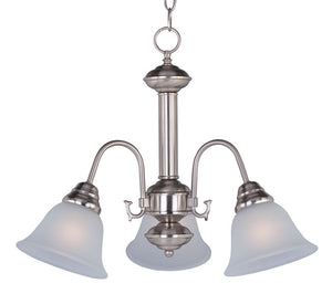Malaga 20' 3 Light Down Light Chandelier in Satin Nickel with Frosted Glass Finish
