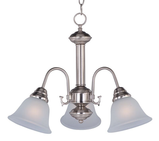 Malaga 20" 3 Light Down Light Chandelier in Satin Nickel with Frosted Glass Finish