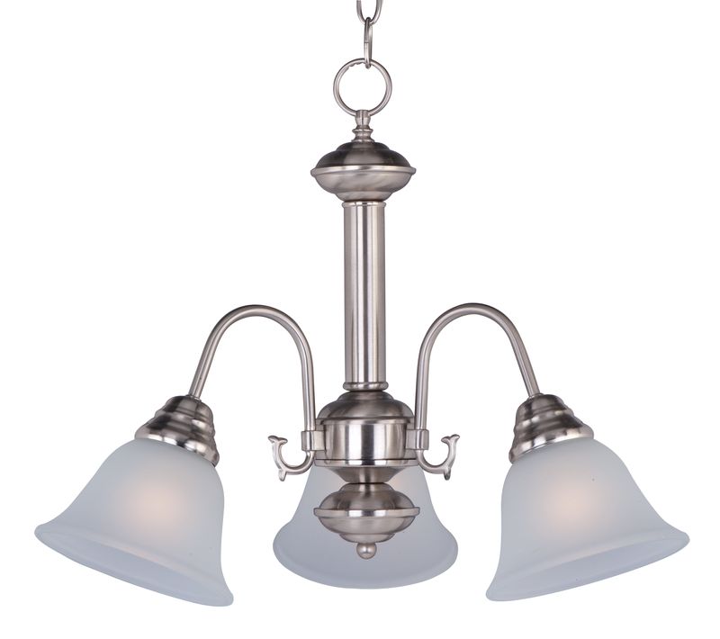 Malaga 20' 3 Light Down Light Chandelier in Satin Nickel with Frosted Glass Finish