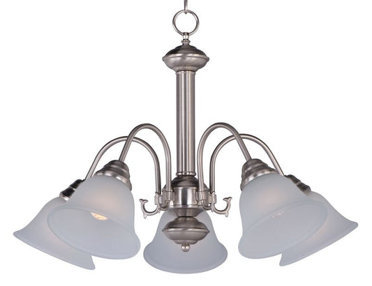 Malaga 24" 5 Light Down Light Chandelier in Satin Nickel with Frosted Glass Finish