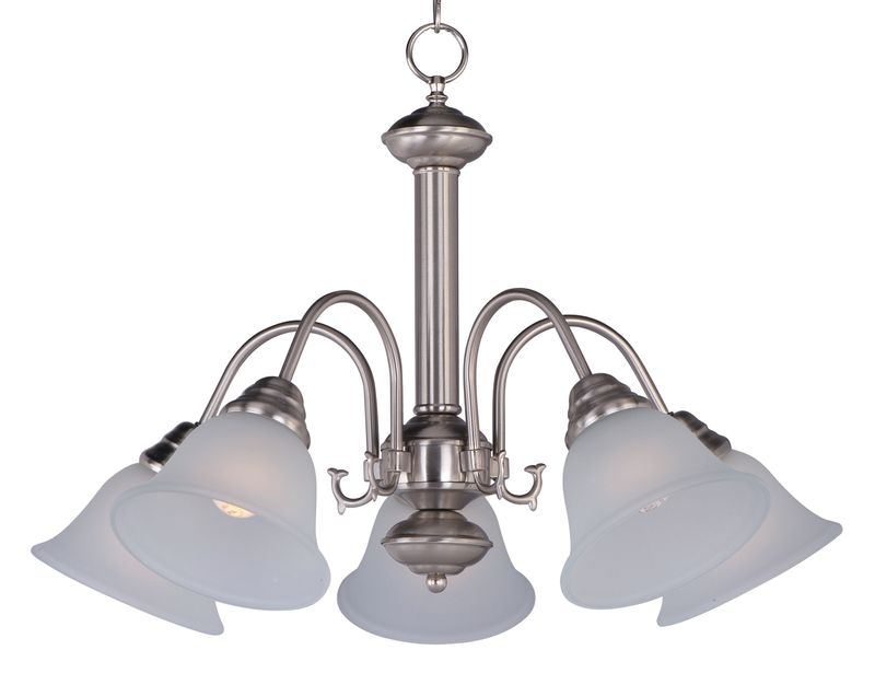 Malaga 24' 5 Light Down Light Chandelier in Satin Nickel with Frosted Glass Finish