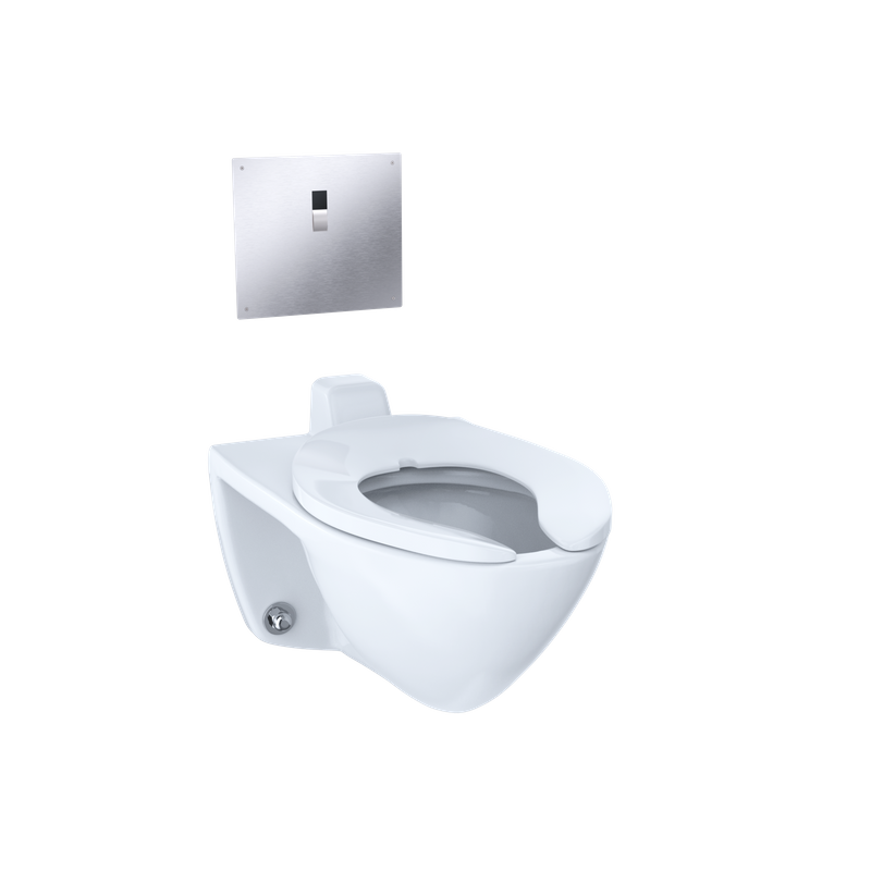 Commercial Elongated Wall Mount Toilet Bowl in Cotton White - Back Spud