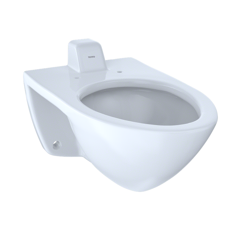 Commercial Elongated Wall Mount with CeFiONtect Toilet Bowl in Cotton White - Back Spud