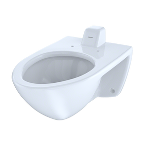 Commercial Elongated Wall Mount with CeFiONtect Toilet Bowl in Cotton White - Back Spud