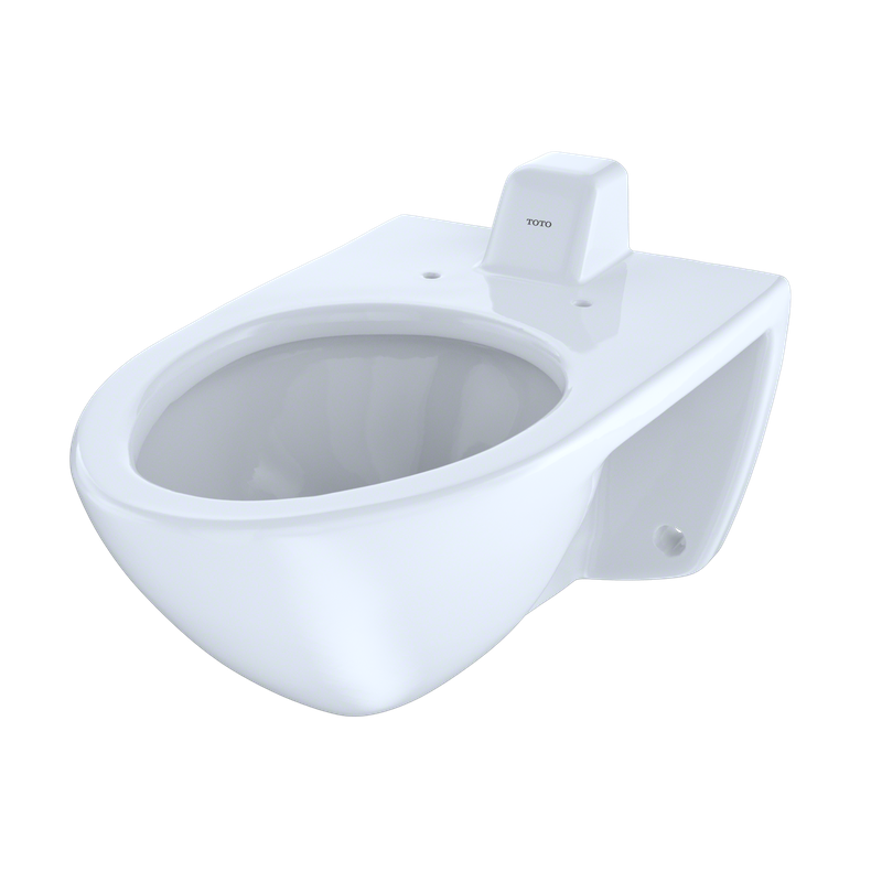 Commercial Elongated Wall Mount with CeFiONtect Toilet Bowl in Cotton White - Back Spud