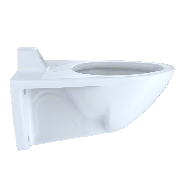 Commercial Elongated Wall Mount with CeFiONtect Toilet Bowl in Cotton White - Back Spud