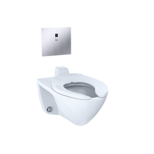 Commercial Elongated Wall Mount with CeFiONtect Toilet Bowl in Cotton White - Back Spud