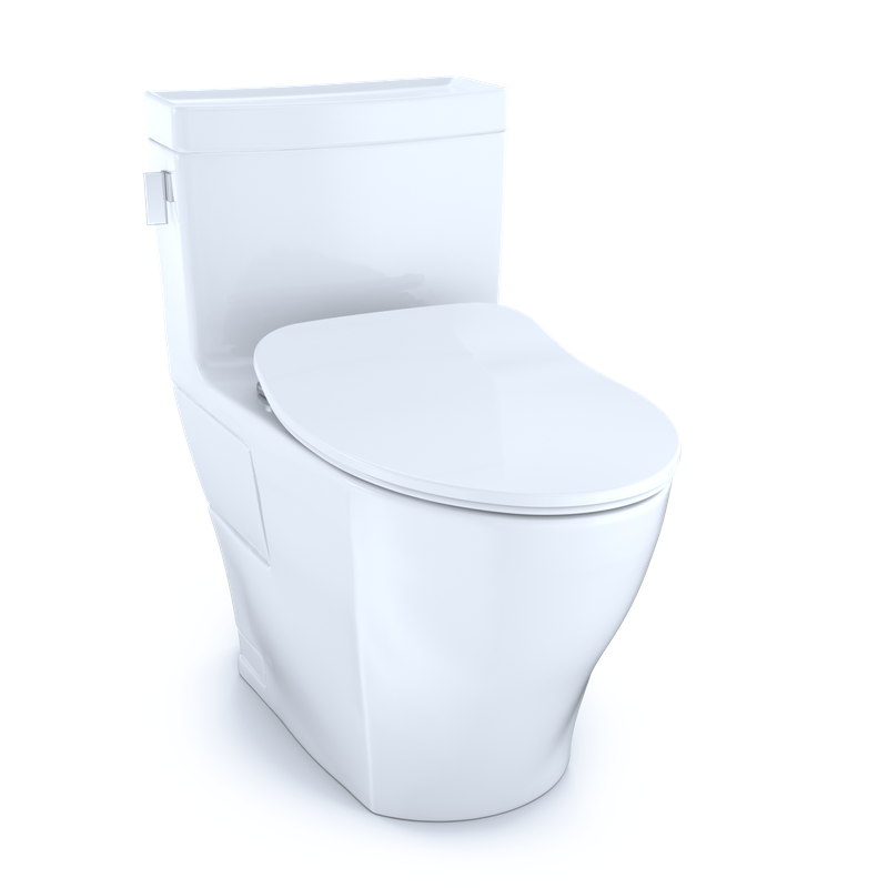 Legato Elongated One-Piece Toilet with Slim Seat in Cotton White