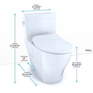 Legato Elongated One-Piece Toilet with Slim Seat in Cotton White