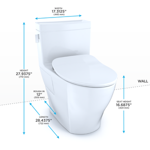 Legato Elongated One-Piece Toilet with Slim Seat in Cotton White