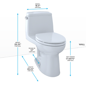 Eco UltraMax Elongated One-Piece Toilet in Cotton White with CeFiONtect - ADA Height