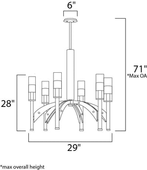 Merge 29' 6 Light Single-Tier Chandelier in Bronze and Antique Pecan