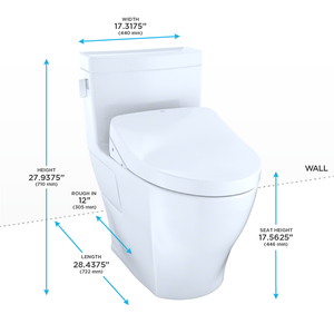 Legato Elongated One-Piece Toilet with Washlet+ S500e Auto Flush in Cotton White