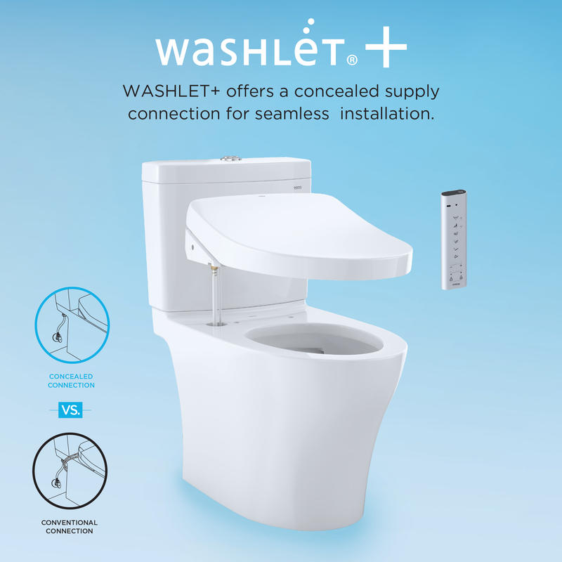 Legato Elongated One-Piece Toilet with Washlet+ S550e Auto Flush in Cotton White