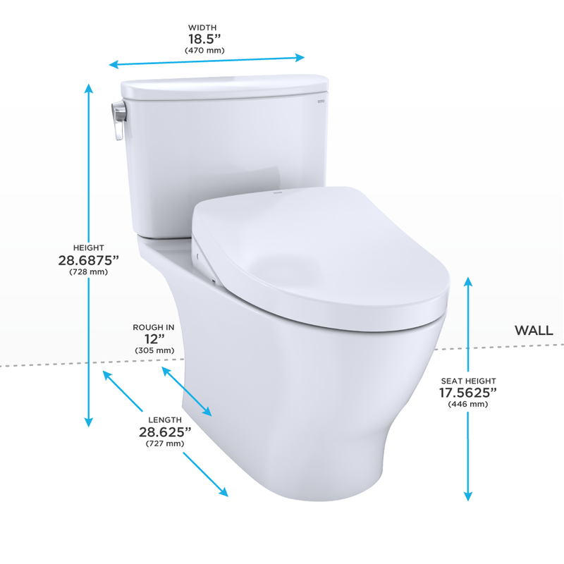 Nexus Elongated 1.28 gpf One-Piece Toilet with Washlet+ S500e Auto Flush in Cotton White