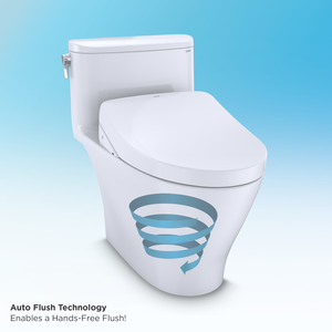 Nexus Elongated 1.28 gpf One-Piece Toilet with Washlet+ S500e Auto Flush in Cotton White