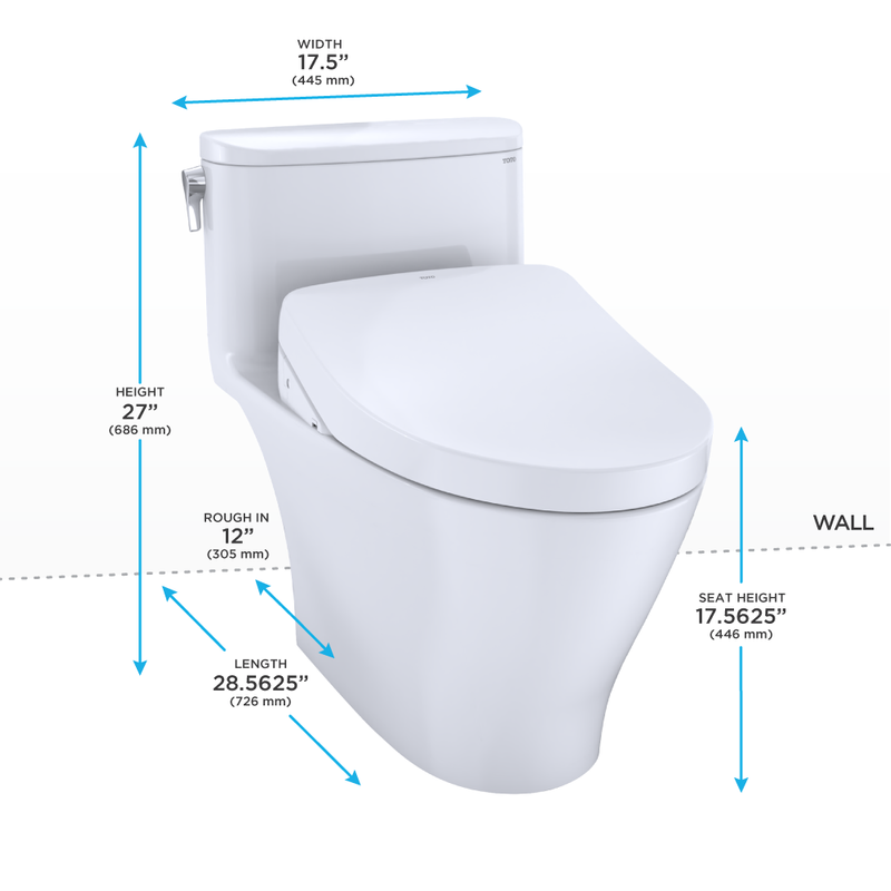 Nexus Elongated 1.28 gpf One-Piece Toilet with Washlet+ S550e Auto Flush in Cotton White