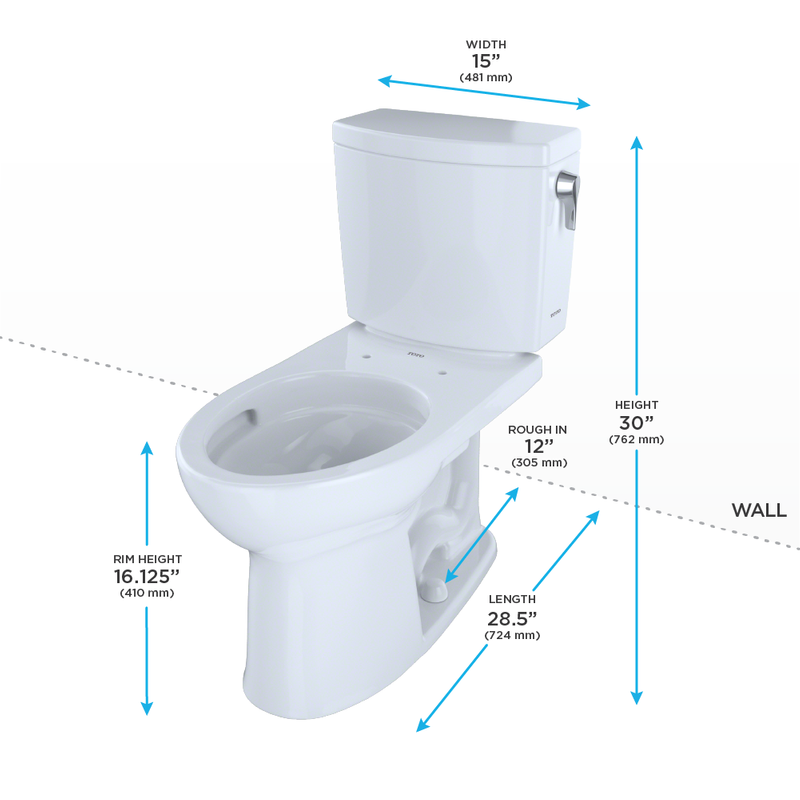 Drake II Elongated 1 gpf Right Hand Lever Two-Piece Toilet in Cotton White