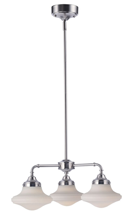 New School 21.5" 3 Light Mini-Chandelier in Satin Nickel