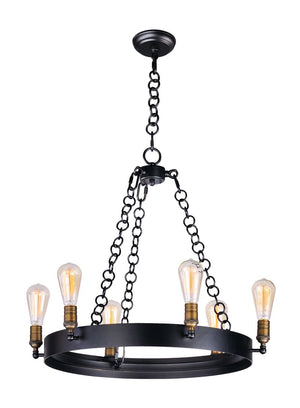 Noble 26' 6 Light Chandelier in Black and Natural Aged Brass