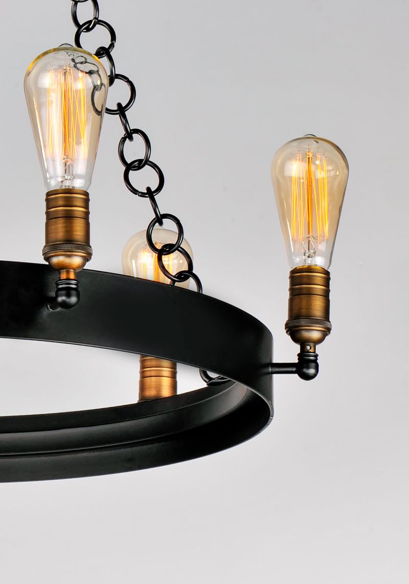 Noble 26' 6 Light Chandelier in Black and Natural Aged Brass