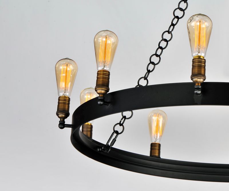 Noble 37.5' 10 Light Chandelier in Black and Natural Aged Brass