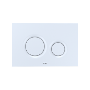 Round Dual-Flush Push Button Plate in White Matte