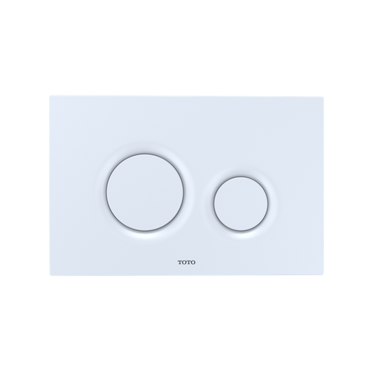 Round Dual-Flush Push Button Plate in White Matte