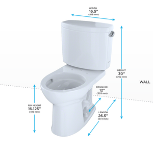 Drake II Round 1.28 gpf Right Hand Lever Two-Piece Toilet in Cotton White