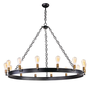 Noble 33.5' Chandelier with 14 Light bulbs included - Black / Natural Aged Brass