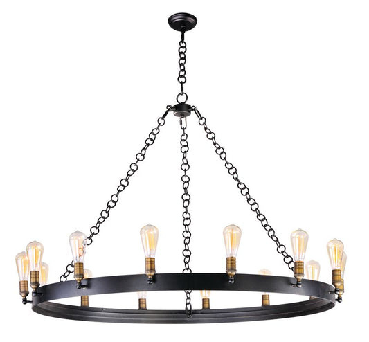 Noble 33.5" Chandelier with 14 Light bulbs included - Black / Natural Aged Brass
