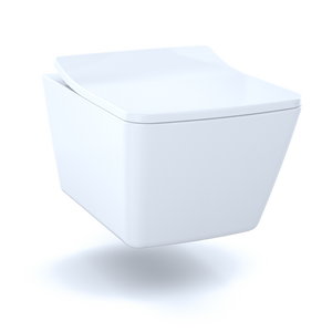 SP Square 0.9 gpf & 1.28 gpf Dual-Flush Wall-Hung Floating Toilet in Cotton White