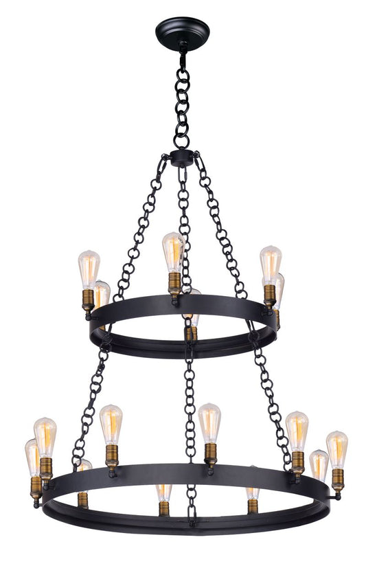 Noble 45.5" Chandelier with 16 Light bulbs included - Black / Natural Aged Brass