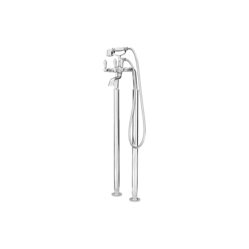 Pfister Three-Handle Freestanding Roman Bathtub Faucet in Polished Chrome