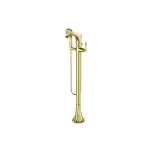 Rhen Single-Handle Freestanding Roman Bathtub Faucet in Brushed Gold