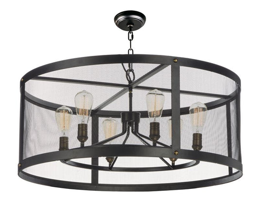 Palladium 13" Chandelier with 6 Lights with bulbs included - Black / Natural Aged Brass
