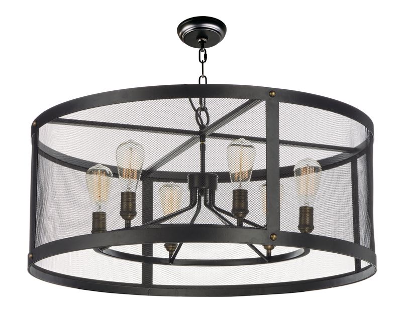 Palladium 13' Chandelier with 6 Lights with bulbs included - Black / Natural Aged Brass