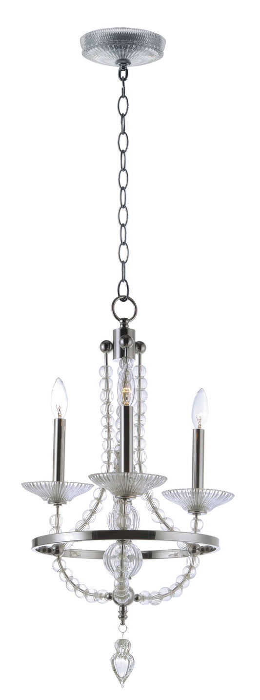 Paris 12.5" 3 Light Single-Tier Chandelier in Polished Nickel