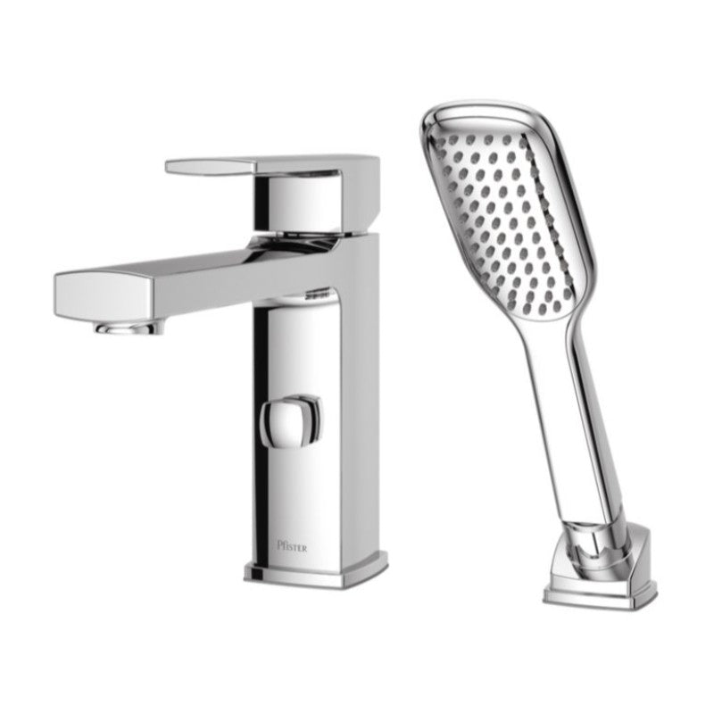 Deckard Single-Handle Roman Bathtub Faucet With Hand Shower in Polished Chrome