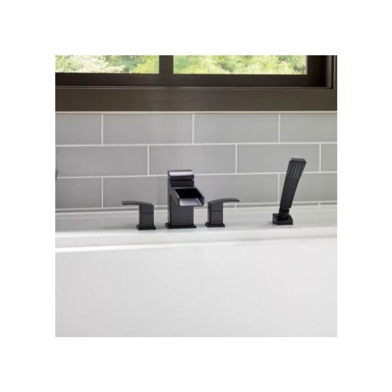 Kenzo Two-Handle Roman Bathtub Hand Shower in Matte Black