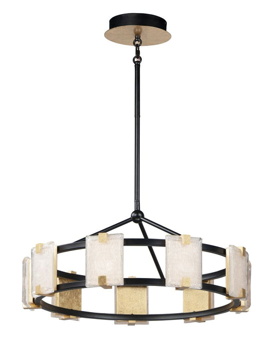 Radiant 26.75" 9 Light Chandelier in Black and Gold Leaf