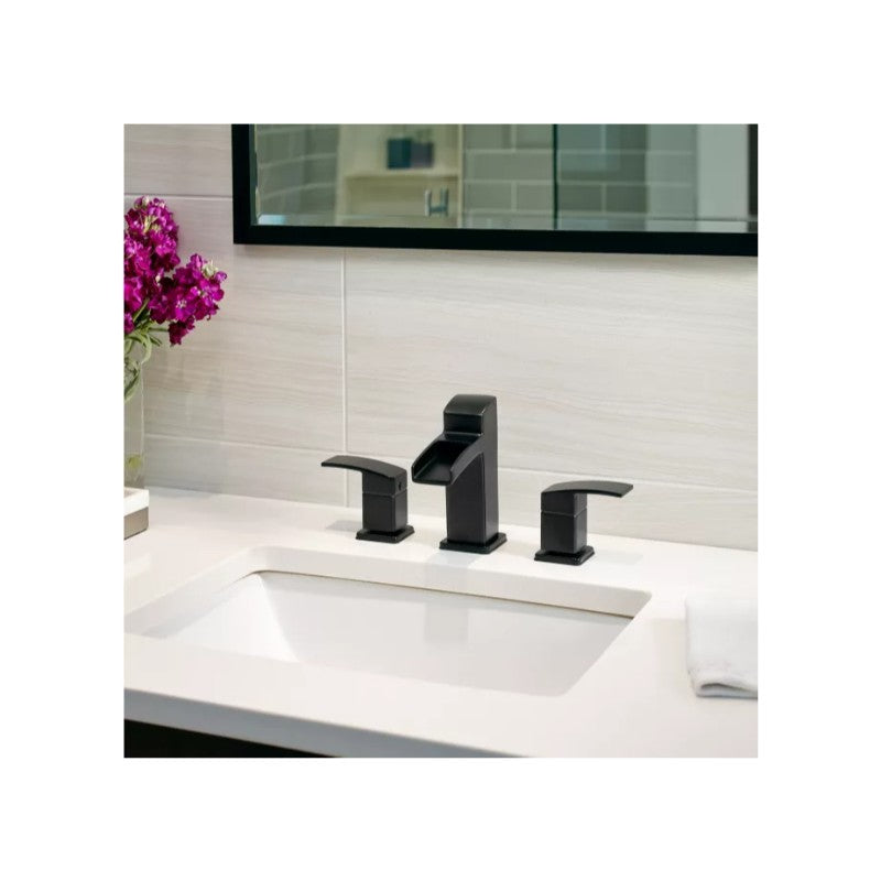 Kenzo Widespread Two-Handle Waterfall Bathroom Faucet in Matte Black