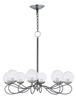 Reverb 31' x 26' Textured Black / Polished Nickel Chandelier with 8 Lights - (Bubble Glass Glass Finish)