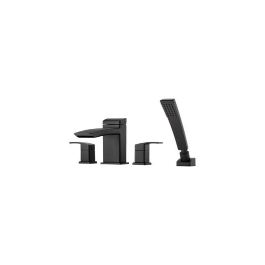 Kenzo Two-Handle Roman Bathtub Faucet with Hand Shower in Matte Black